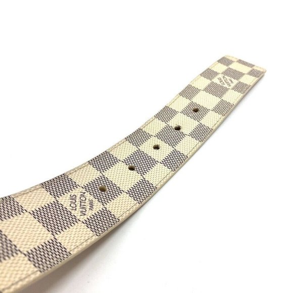 AUTHENTIC LOUIS VUITTON M9609 DamierAzur LV Ceinture Initial Pin buckle belt Whi - Picture 10 of 12
